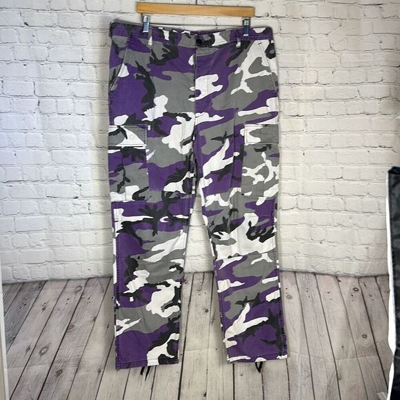 Rothco BDU Pants Mens XL Regular Purple Camo Cargo Military Button Fly - Picture 1 of 11